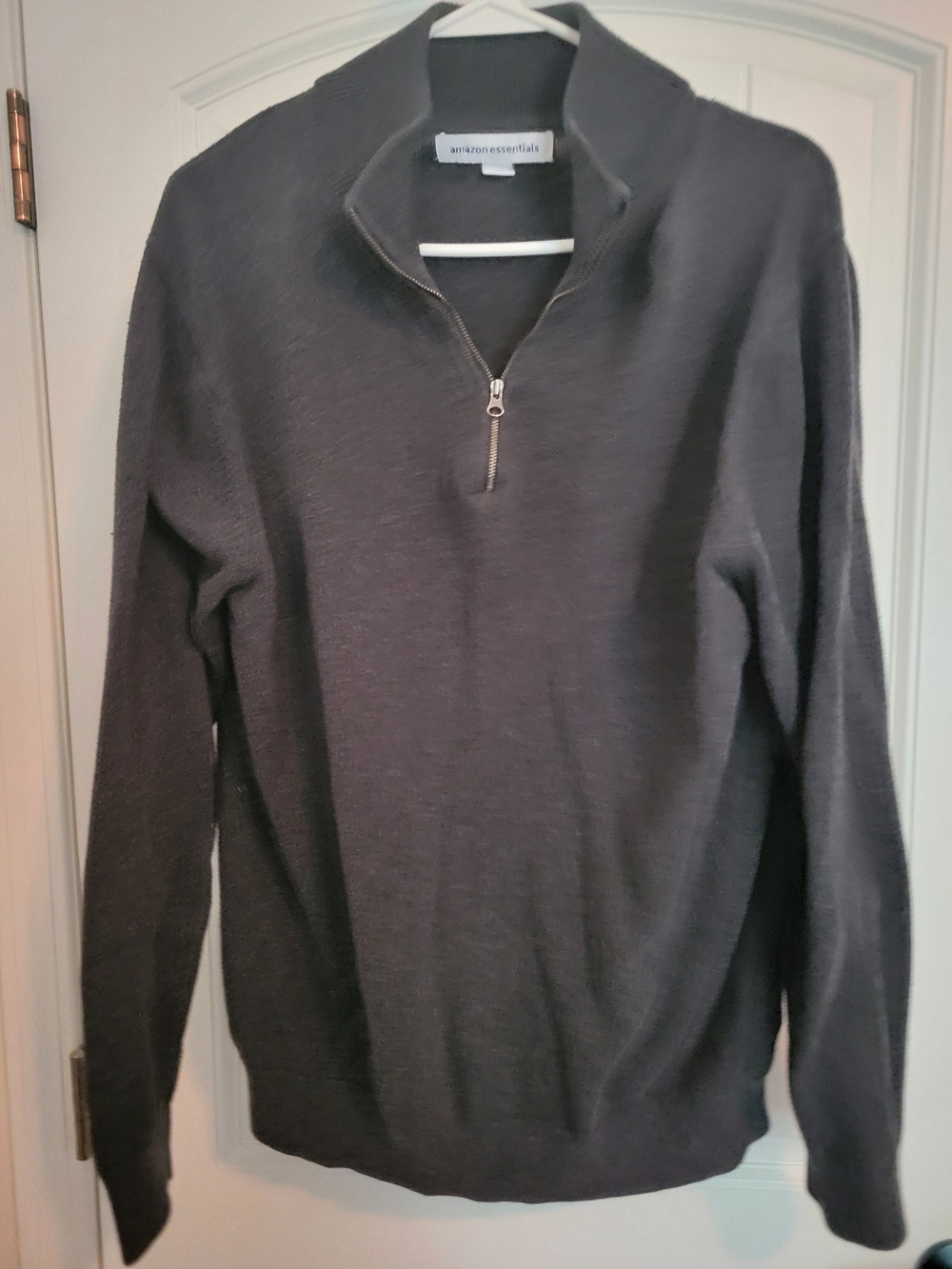Amazon Essentials Men's Charcoal Zip-Neck Sweater